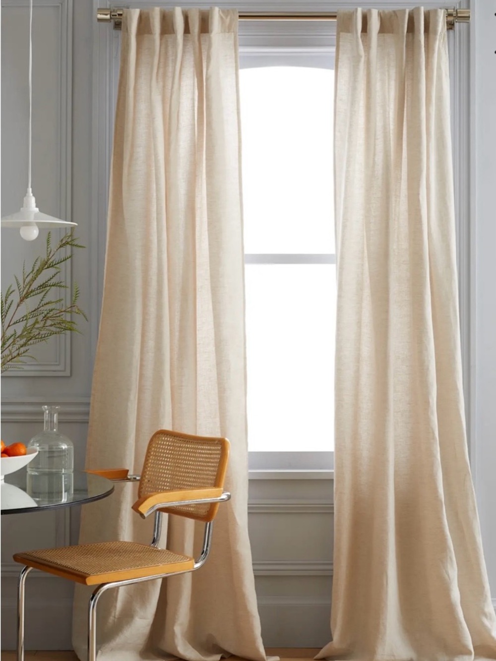 Quince European Linen Curtain Panel in Flax 48” x 96” 100% linen light filtering